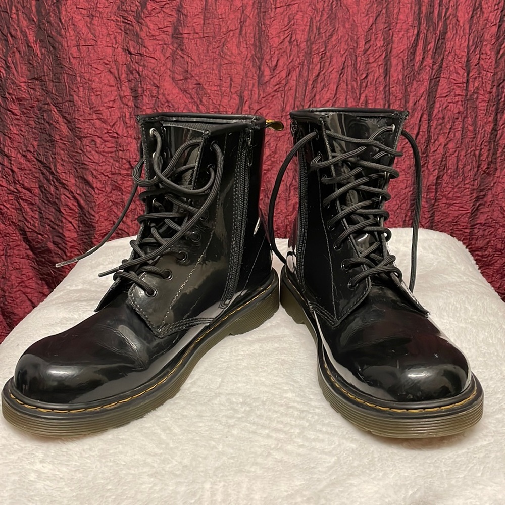 Shiny black Dr martens combat boots